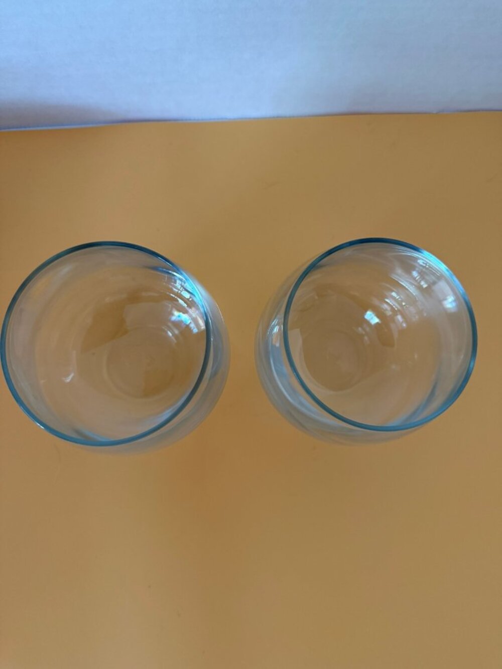 Stemless Wine Glasses Set of 2 Clear Glass 15 oz Tumblers 4 Inch